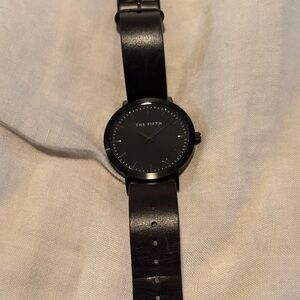The Fifth Black Leather Watch